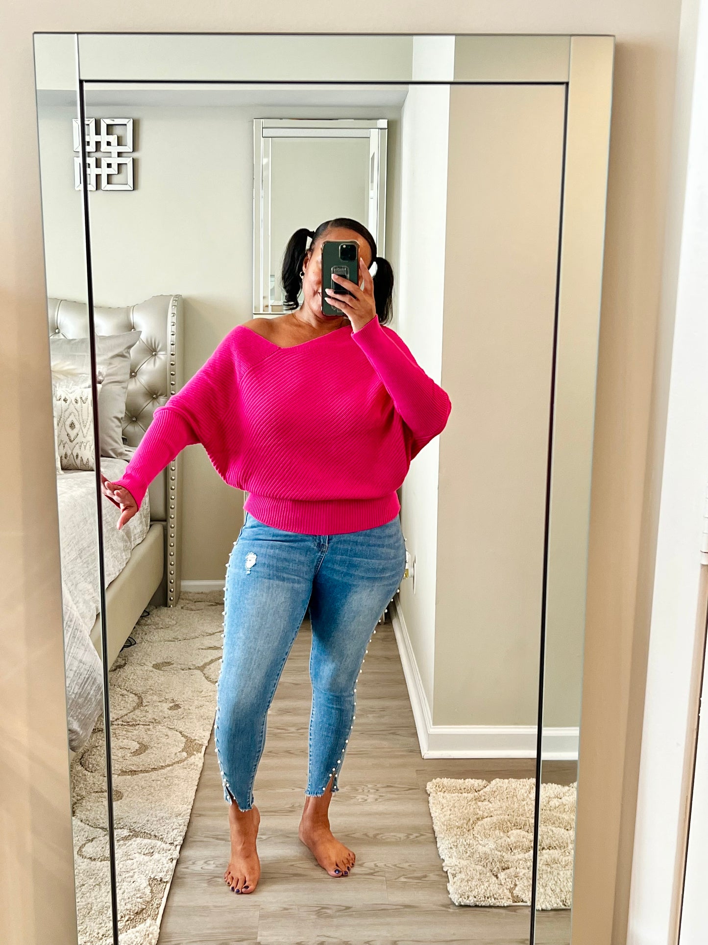 Pinky One Shoulder Sweater