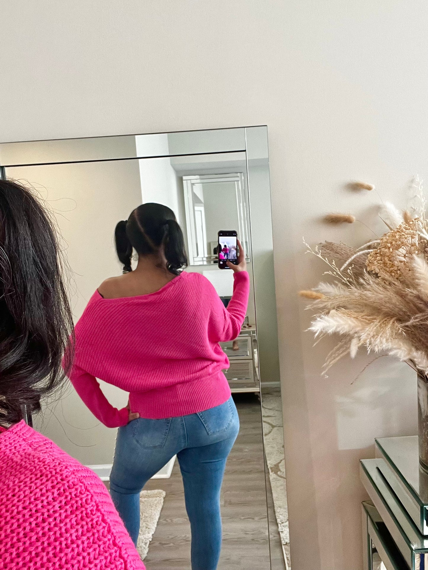 Pinky One Shoulder Sweater