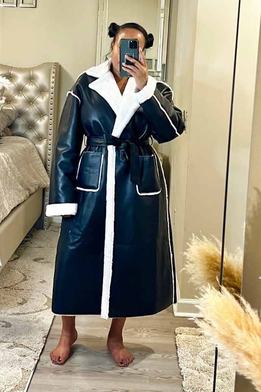 Cozy Luxe Leather Coat